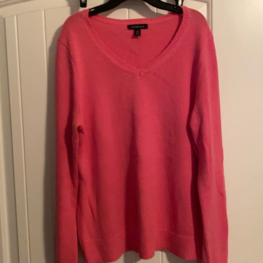 Misses Lands End Pink V Neck Sweater